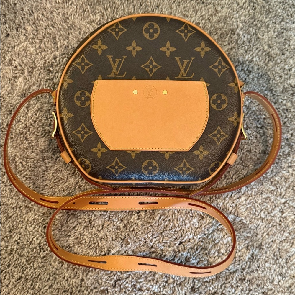 LOUIS VUITTON Boite Chapeau Souple PM Monogram Canvas Shoulder Bag Brown EUC